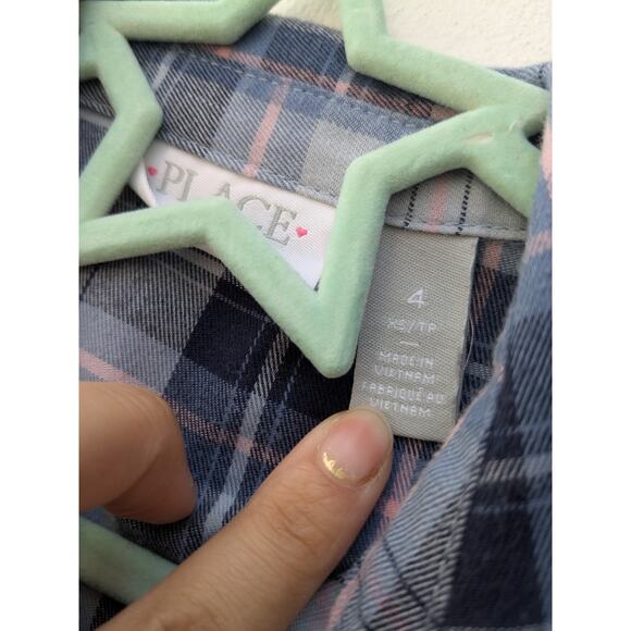 Children's Place Girls Button Up Collared Shirt Long Sleeve Blue Size 4 - Picture 2 of 8